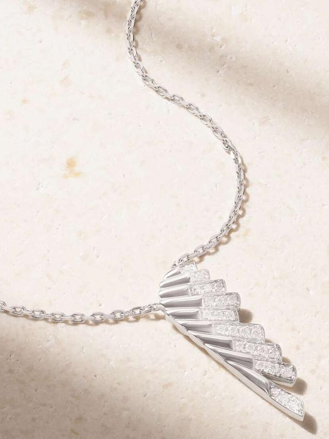 Wings Rising Mini 18-karat White Gold Diamond Necklace Wings Rising Mini 18-karat White Gold Diamond Necklace