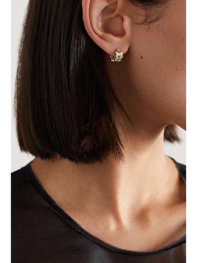 Sydney Evan Leaf 14-karat Gold Diamond Hoop Earrings | Thumbnail 2