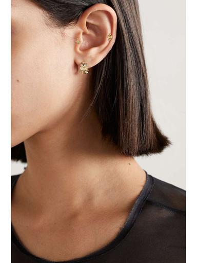 Sydney Evan Leaf 14-karat Gold Diamond Hoop Earrings | Thumbnail 4