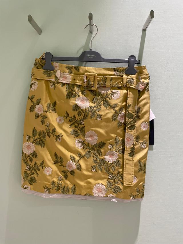 Prada Yellow and Pink Embroidered Skirt