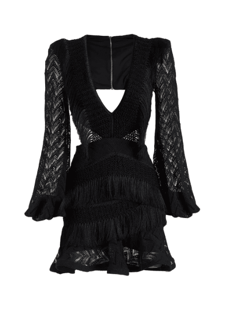 Fringe Cut-Out Mini Dress