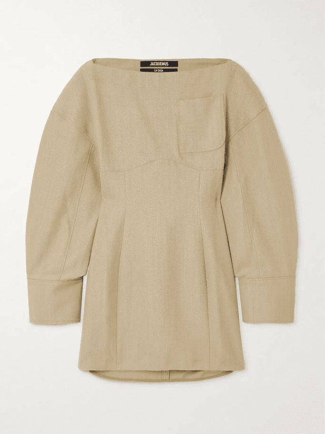 Casaco belted open-back twill mini dress (NAP)