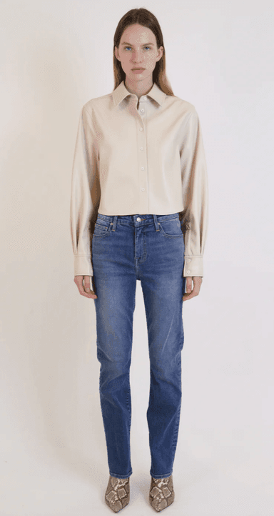 Simkhai Renata Cropped Faux Leather Shirt | Thumbnail 1