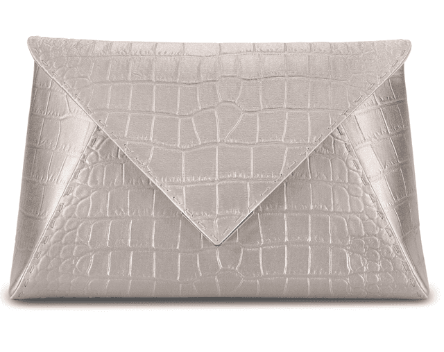 Large Lee Pouchet Ivory Stamped Satin