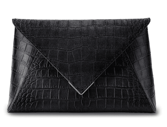 Large Lee Pouchet Black Diamond Stamped Satin