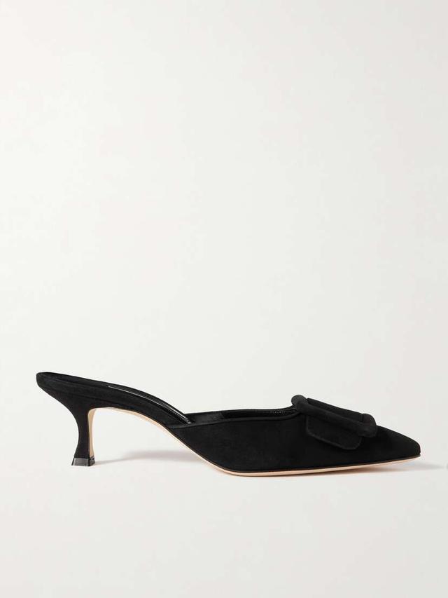 Maysale 50 Buckled Suede Mules