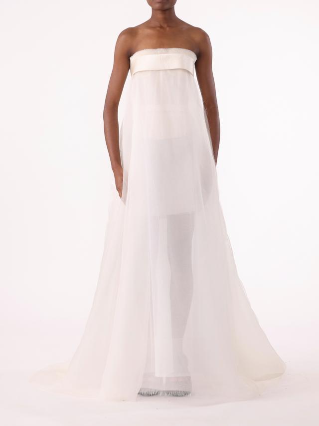 PRE-ORDER Strapless Banded Translucent Gown