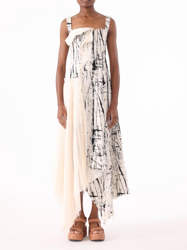 PRE-ORDER Brushstroke Fray Jacquard Asymmetrical Dress