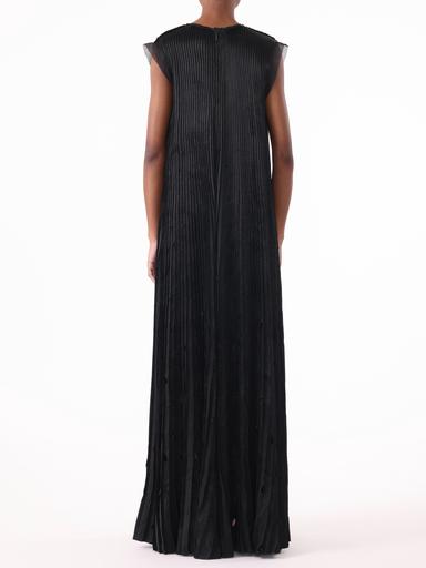 Jason Wu Collection PRE-ORDER V-Neck Crinkled Satin Pleated Trapeze Dress | Thumbnail 4