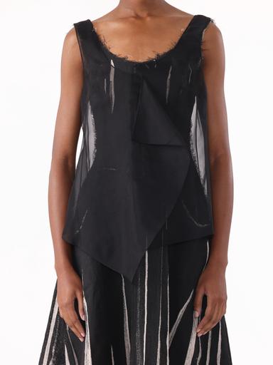Jason Wu Collection PRE-ORDER Gauze Screen-Printed Tank Dress with Handkerchief Hem | Thumbnail 3