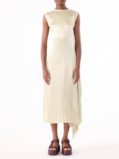 Jason Wu Collection PRE-ORDER Crinkled Satin Open Pleated Shift Dress | Thumbnail 1
