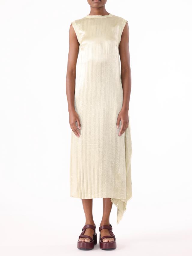 PRE-ORDER Crinkled Satin Open Pleated Shift Dress