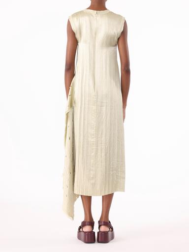 Jason Wu Collection PRE-ORDER Crinkled Satin Open Pleated Shift Dress | Thumbnail 4