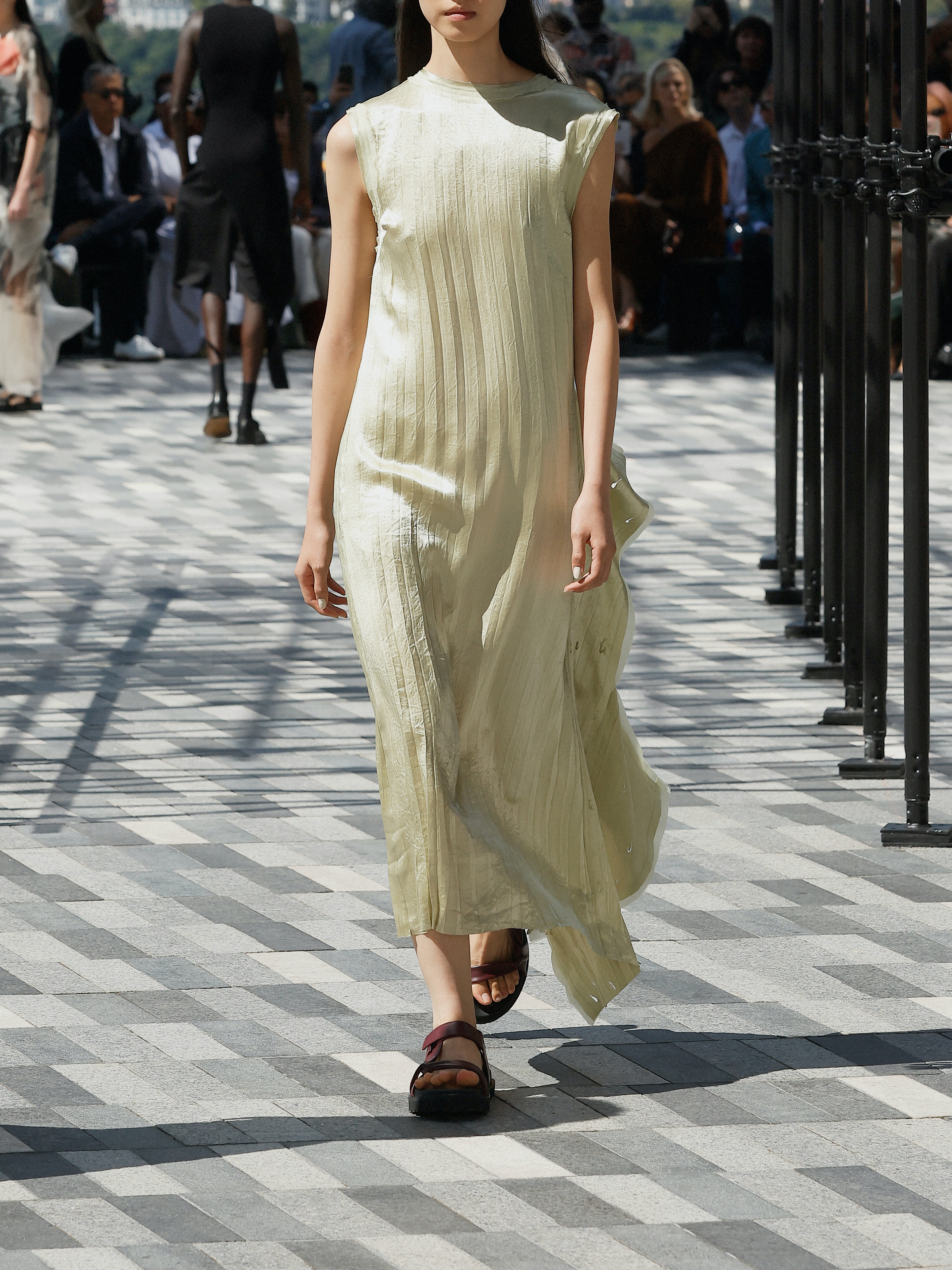 Jason Wu Collection PRE-ORDER Crinkled Satin Open Pleated Shift Dress | Thumbnail 5