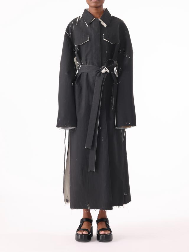 PRE-ORDER Screen-Printed Soft Mikado Utility Trench Coat