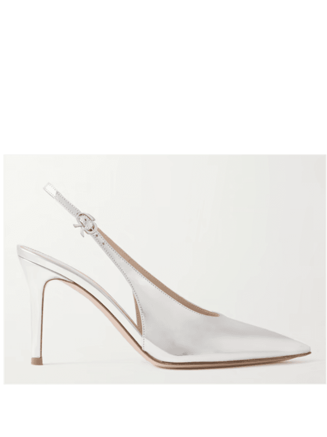 Robbie metallic leather slingback pumps