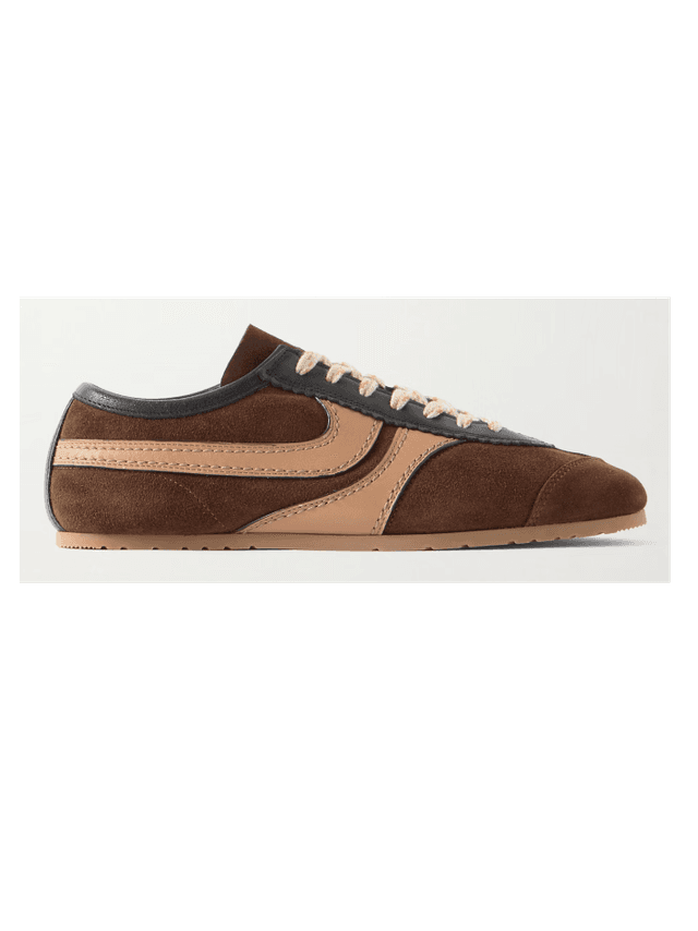  Leather-trimmed suede sneakers