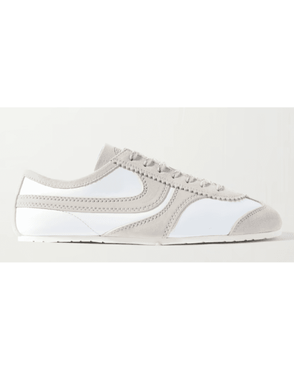 Suede-trimmed leather sneakers