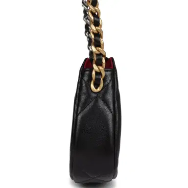 Chanel Chanel 19 Hobo Chain Clutch Bag Black Calfskin Mixed Metal Hardware | Thumbnail 3 Chanel Chanel 19 Hobo Chain Clutch Bag Black Calfskin Mixed Metal Hardware | Thumbnail 3