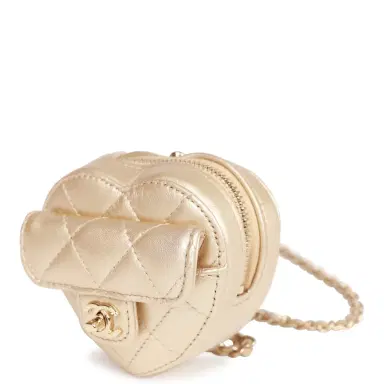 Chanel Chanel CC In Love Heart Necklace Bag Gold Lambskin Light Gold Hardware | Thumbnail 3 Chanel Chanel CC In Love Heart Necklace Bag Gold Lambskin Light Gold Hardware | Thumbnail 3