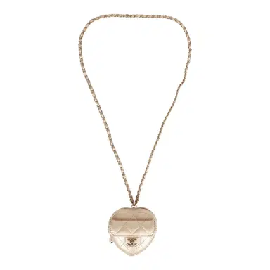 Chanel Chanel CC In Love Heart Necklace Bag Gold Lambskin Light Gold Hardware | Thumbnail 6 Chanel Chanel CC In Love Heart Necklace Bag Gold Lambskin Light Gold Hardware | Thumbnail 6