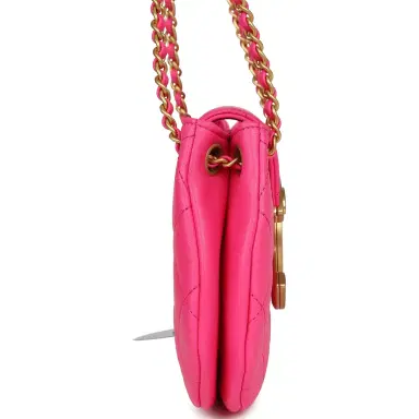 Chanel Chanel CC Mini Shoulder Bag Fuchsia Lambskin Antique Gold Hardware | Thumbnail 3 Chanel Chanel CC Mini Shoulder Bag Fuchsia Lambskin Antique Gold Hardware | Thumbnail 3
