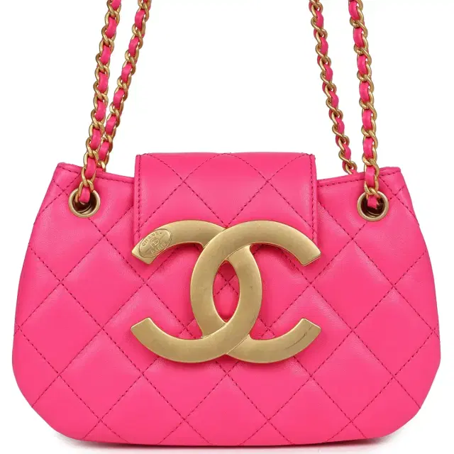 Chanel Chanel CC Mini Shoulder Bag Fuchsia Lambskin Antique Gold Hardware