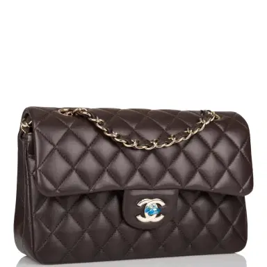Chanel Chanel Dark Brown Quilted Lambskin Small Classic Double Flap Bag Light Gold Hardware | Thumbnail 2 Chanel Chanel Dark Brown Quilted Lambskin Small Classic Double Flap Bag Light Gold Hardware | Thumbnail 2