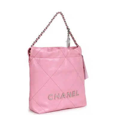 Chanel Chanel Mini 22 Bag Pink Calfskin Silver Hardware | Thumbnail 2 Chanel Chanel Mini 22 Bag Pink Calfskin Silver Hardware | Thumbnail 2