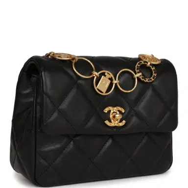 Chanel Chanel Mini Charms Flap Bag Black Lambskin Brushed Gold Hardware | Thumbnail 2 Chanel Chanel Mini Charms Flap Bag Black Lambskin Brushed Gold Hardware | Thumbnail 2