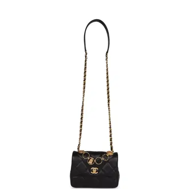 Chanel Chanel Mini Charms Flap Bag Black Lambskin Brushed Gold Hardware | Thumbnail 7 Chanel Chanel Mini Charms Flap Bag Black Lambskin Brushed Gold Hardware | Thumbnail 7