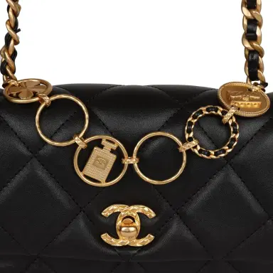 Chanel Chanel Mini Charms Flap Bag Black Lambskin Brushed Gold Hardware | Thumbnail 8 Chanel Chanel Mini Charms Flap Bag Black Lambskin Brushed Gold Hardware | Thumbnail 8