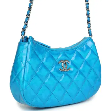 Chanel Chanel Mini Hobo Bag Blue Metallic Goatskin Silver Hardware | Thumbnail 2 Chanel Chanel Mini Hobo Bag Blue Metallic Goatskin Silver Hardware | Thumbnail 2