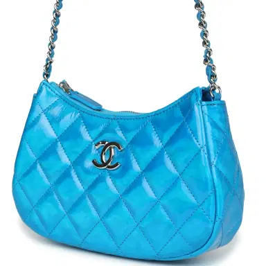 Chanel Chanel Mini Hobo Bag Blue Metallic Goatskin Silver Hardware | Thumbnail 5 Chanel Chanel Mini Hobo Bag Blue Metallic Goatskin Silver Hardware | Thumbnail 5