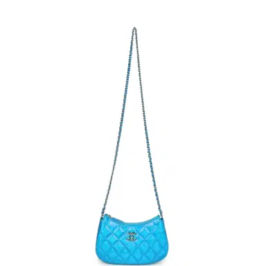 Chanel Chanel Mini Hobo Bag Blue Metallic Goatskin Silver Hardware | Thumbnail 8 Chanel Chanel Mini Hobo Bag Blue Metallic Goatskin Silver Hardware | Thumbnail 8
