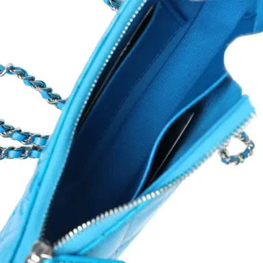 Chanel Chanel Mini Hobo Bag Blue Metallic Goatskin Silver Hardware | Thumbnail 10 Chanel Chanel Mini Hobo Bag Blue Metallic Goatskin Silver Hardware | Thumbnail 10