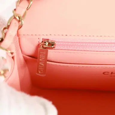 Chanel Chanel Mini Square Flap Pink Lambskin Light Gold Hardware | Thumbnail 10 Chanel Chanel Mini Square Flap Pink Lambskin Light Gold Hardware | Thumbnail 10