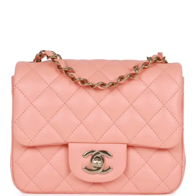 Chanel Chanel Mini Square Flap Pink Lambskin Light Gold Hardware