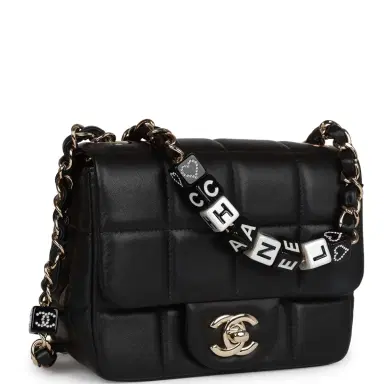 Chanel Chanel Monaco Mini Square Flap Bag Black Lambskin Light Gold Hardware | Thumbnail 2 Chanel Chanel Monaco Mini Square Flap Bag Black Lambskin Light Gold Hardware | Thumbnail 2