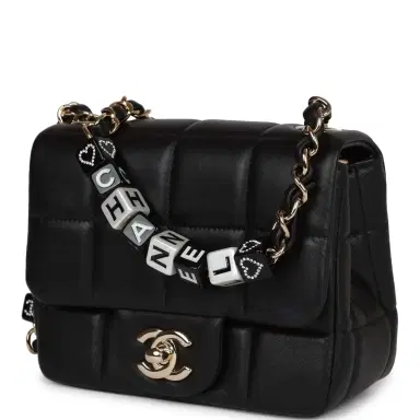 Chanel Chanel Monaco Mini Square Flap Bag Black Lambskin Light Gold Hardware | Thumbnail 3 Chanel Chanel Monaco Mini Square Flap Bag Black Lambskin Light Gold Hardware | Thumbnail 3