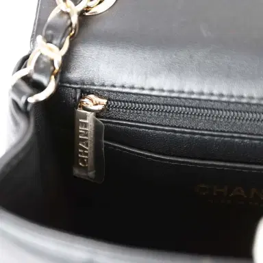 Chanel Chanel Monaco Mini Square Flap Bag Black Lambskin Light Gold Hardware | Thumbnail 10 Chanel Chanel Monaco Mini Square Flap Bag Black Lambskin Light Gold Hardware | Thumbnail 10