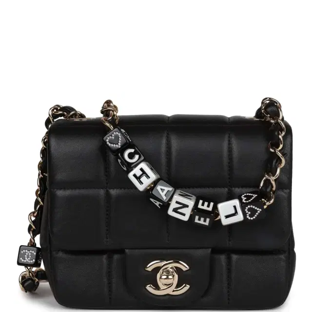 Chanel Chanel Monaco Mini Square Flap Bag Black Lambskin Light Gold Hardware