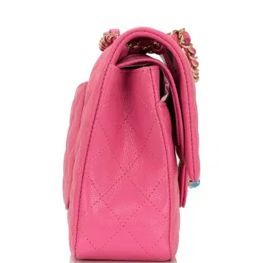Chanel Chanel Pink Quilted Caviar Medium Classic Double Flap Bag Light Gold Hardware | Thumbnail 3