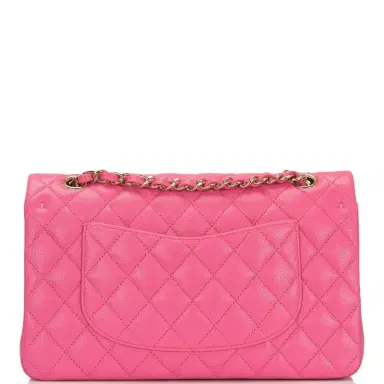 Chanel Chanel Pink Quilted Caviar Medium Classic Double Flap Bag Light Gold Hardware | Thumbnail 4