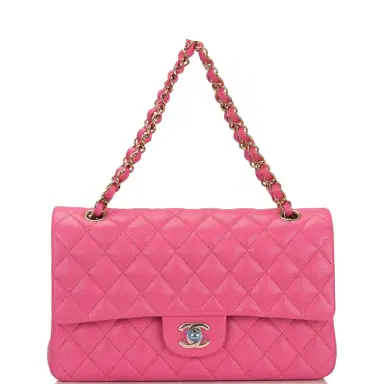 Chanel Chanel Pink Quilted Caviar Medium Classic Double Flap Bag Light Gold Hardware | Thumbnail 6