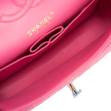 Chanel Chanel Pink Quilted Caviar Medium Classic Double Flap Bag Light Gold Hardware | Thumbnail 7