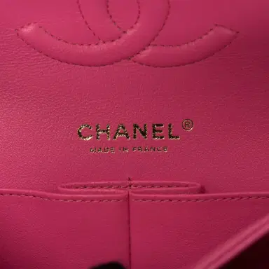 Chanel Chanel Pink Quilted Caviar Medium Classic Double Flap Bag Light Gold Hardware | Thumbnail 8