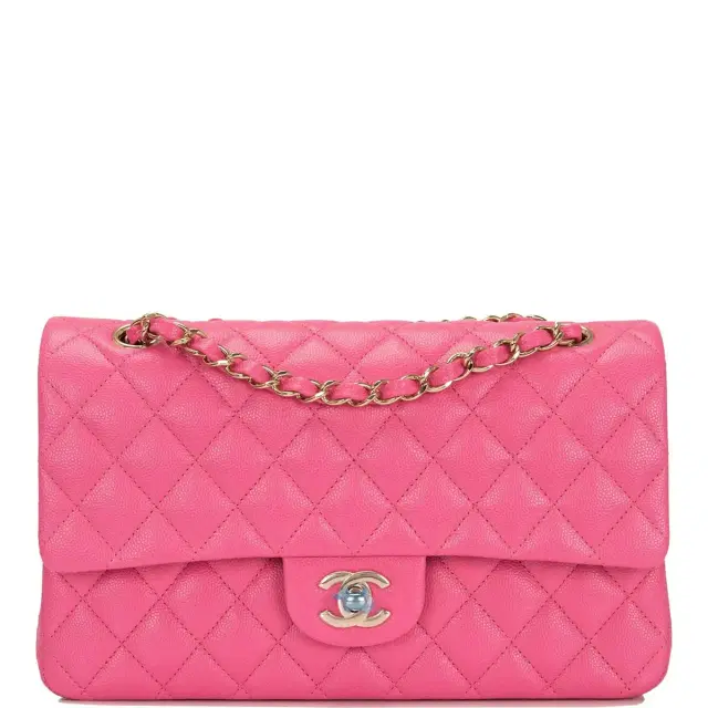 Chanel Chanel Pink Quilted Caviar Medium Classic Double Flap Bag Light Gold Hardware