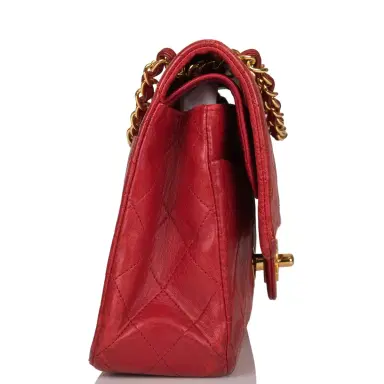 Chanel Chanel Vintage Red Quilted Lambskin Medium Classic Double Flap Bag Gold Hardware (Preloved - Very Good) | Thumbnail 3 Chanel Chanel Vintage Red Quilted Lambskin Medium Classic Double Flap Bag Gold Hardware (Preloved - Very Good) | Thumbnail 3