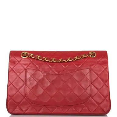 Chanel Chanel Vintage Red Quilted Lambskin Medium Classic Double Flap Bag Gold Hardware (Preloved - Very Good) | Thumbnail 4 Chanel Chanel Vintage Red Quilted Lambskin Medium Classic Double Flap Bag Gold Hardware (Preloved - Very Good) | Thumbnail 4